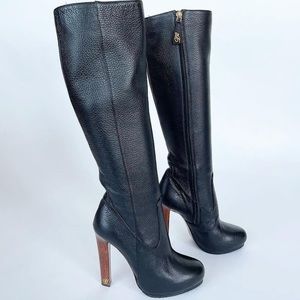 DSQUARED BLACK LEATHER KNEE HIGH BOOTS